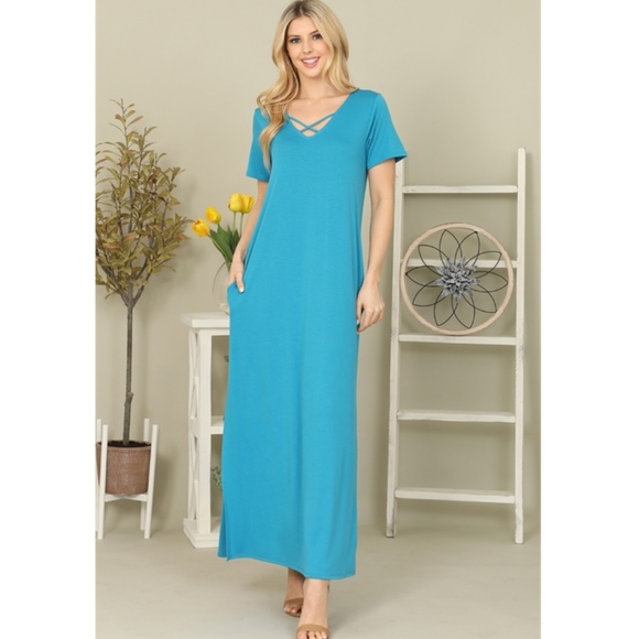 Crisscross Neck Maxi Dress